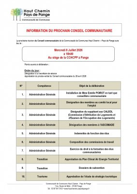 CONSEIL COMMUNAUTAIRE -  08 Juillet 2026